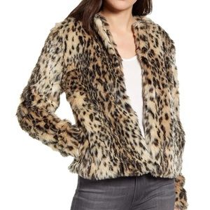 Cupcakes and cashmere Faux Leopard Fur Jacket
